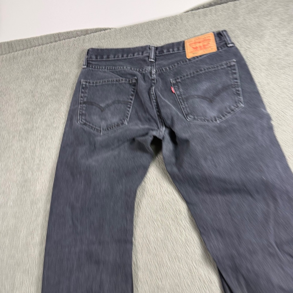 Levis 505 Regular Fit Straight Leg Faded Black Denim Jeans Mens 33x34
